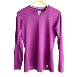 Nike Pro Vneck Fitted Workout Shirt Purple M